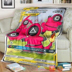 Anime Pkm Pikachu Charmander Squirtle And Bulbasaur Guardian Tag Team Custom Soft Blanket