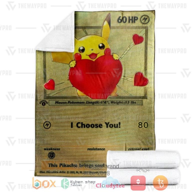Anime-Pkm-Pikachu-I-Choose-You-Gold-Card-Custom-Soft-Blanket-2