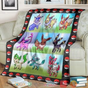 Anime Pkm Pixel Eevee Custom Soft Blanket