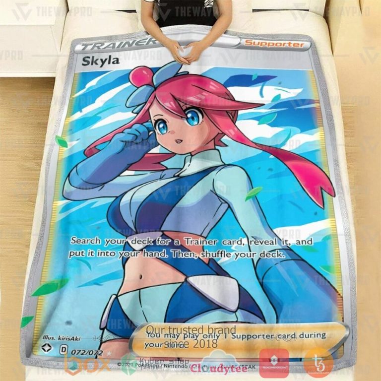 Anime-Pkm-Skyla-Shining-Fates-Trainer-Custom-Soft-Blanket-1
