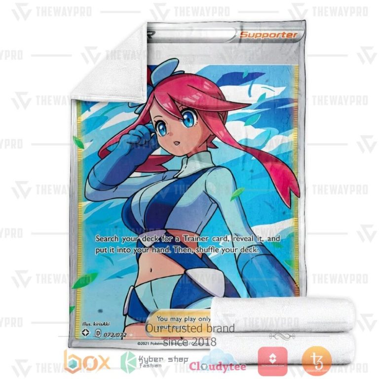 Anime-Pkm-Skyla-Shining-Fates-Trainer-Custom-Soft-Blanket-2