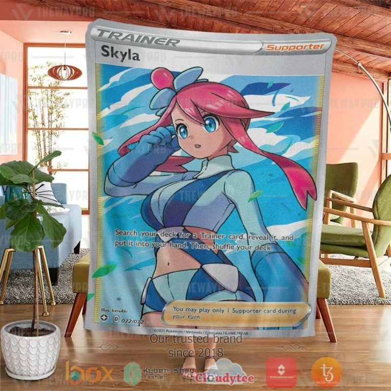 Anime-Pkm-Skyla-Shining-Fates-Trainer-Custom-Soft-Blanket-3