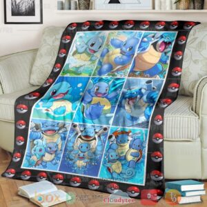 Anime Pkm Squirtle Wartortle Blastoise Poke Ball Custom Soft Blanket