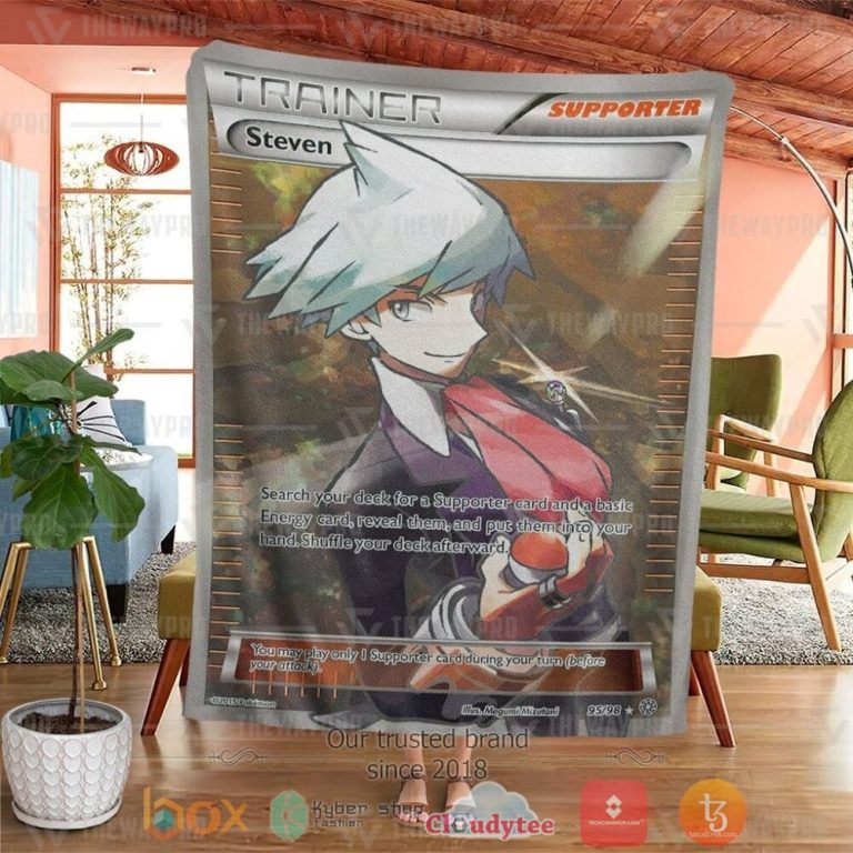 Anime-Pkm-Steven-Trainer-Custom-Soft-Blanket-3