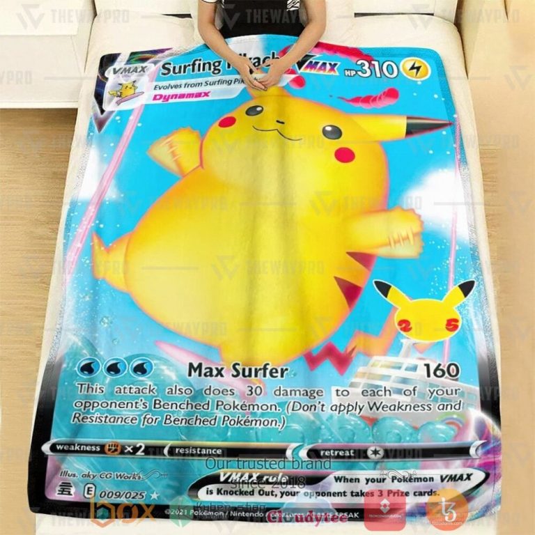 Anime-Pkm-Surfing-Pikachu-Vmax-Custom-Soft-Blanket-1