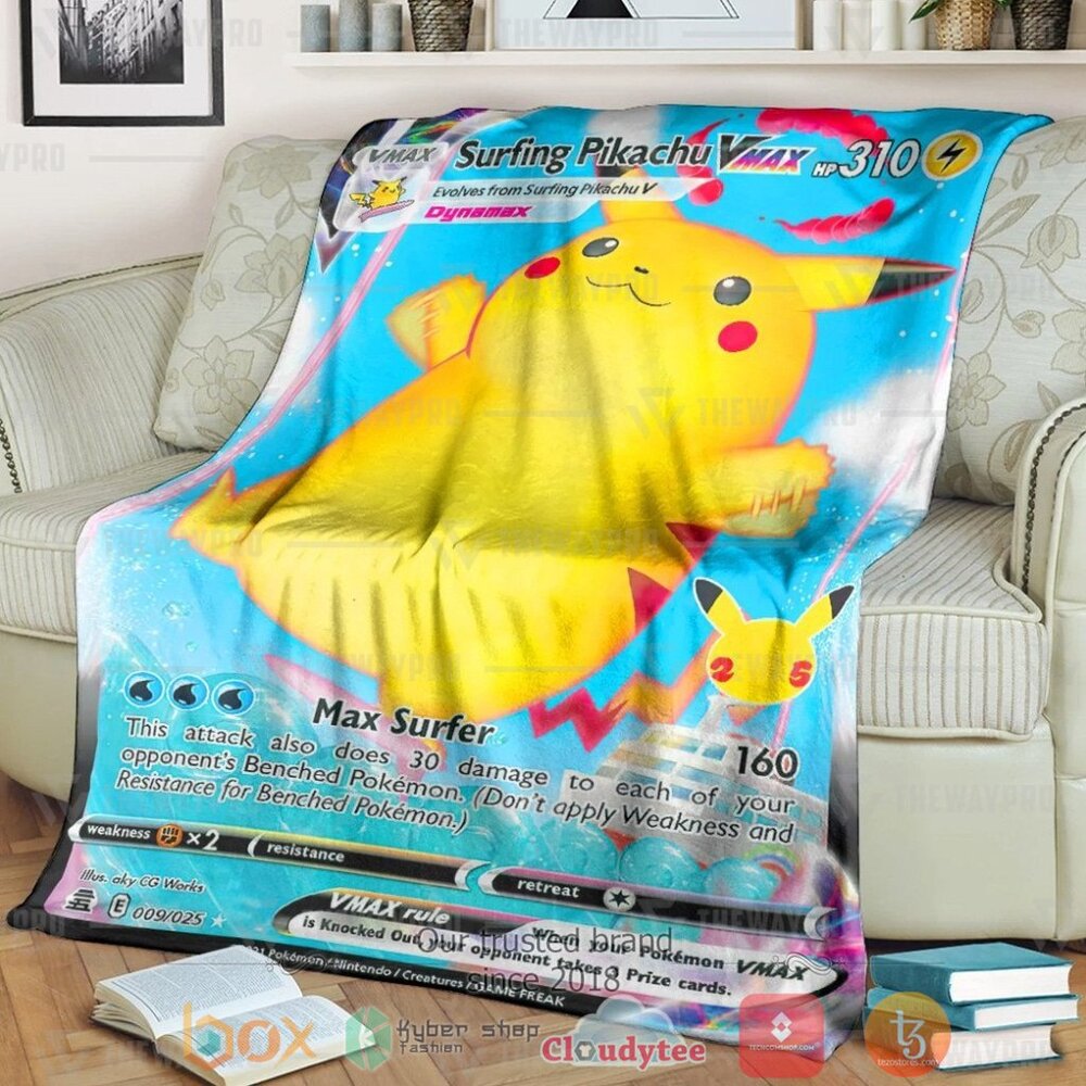 Anime Pkm Surfing Pikachu Vmax Custom Soft Blanket Anime Pkm Surfing Pikachu Vmax Custom Soft Blanket