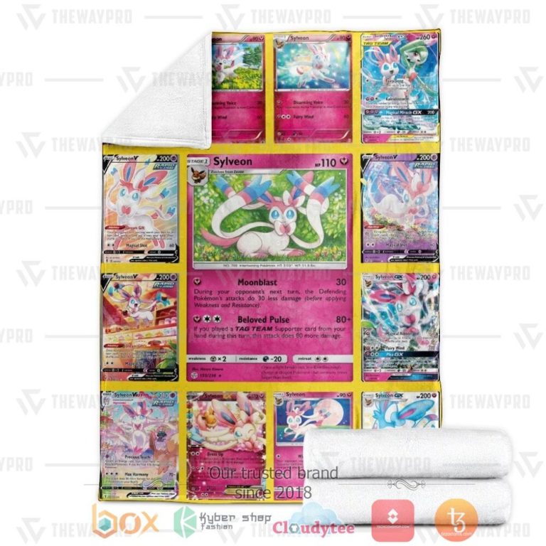 Anime-Pkm-Sylveon-Cards-Custom-Soft-Blanket-2