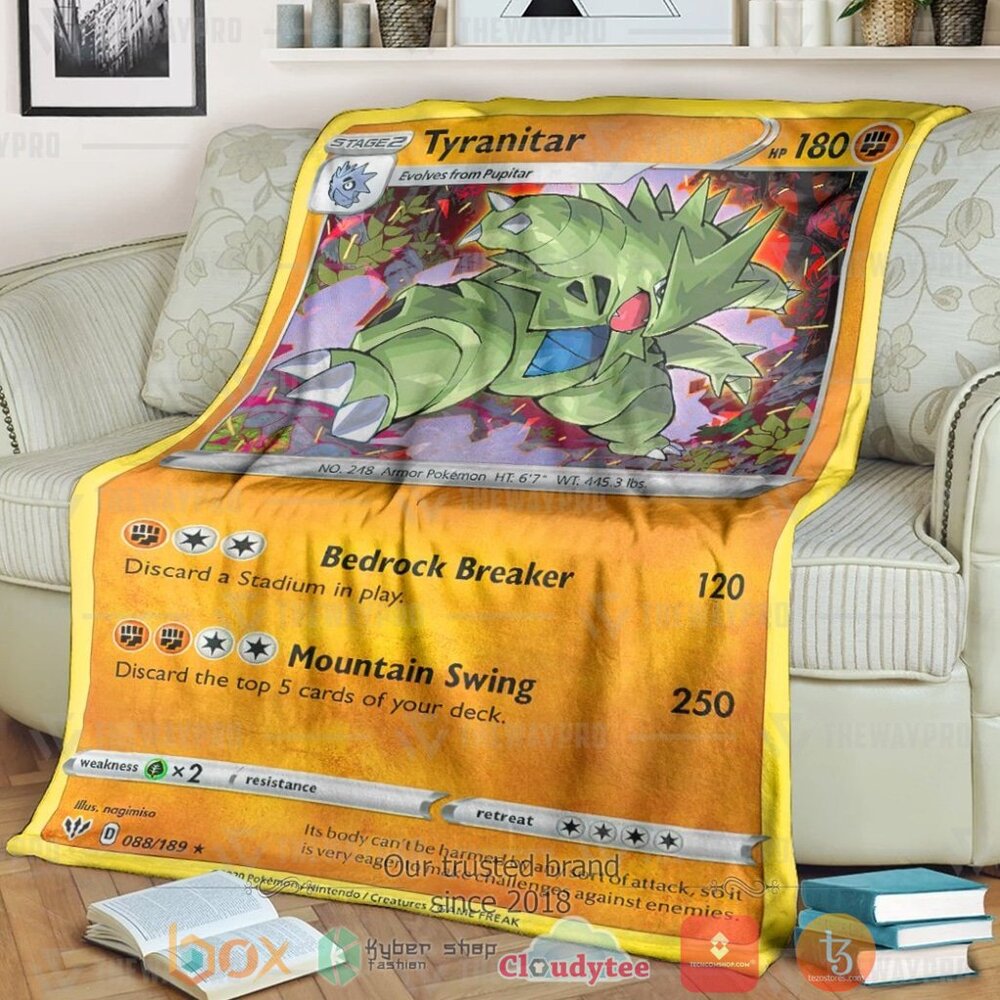 Anime Pkm Tyranitar Darkness Ablaze Custom Soft Blanket Anime Pkm Tyranitar Darkness Ablaze Custom Soft Blanket
