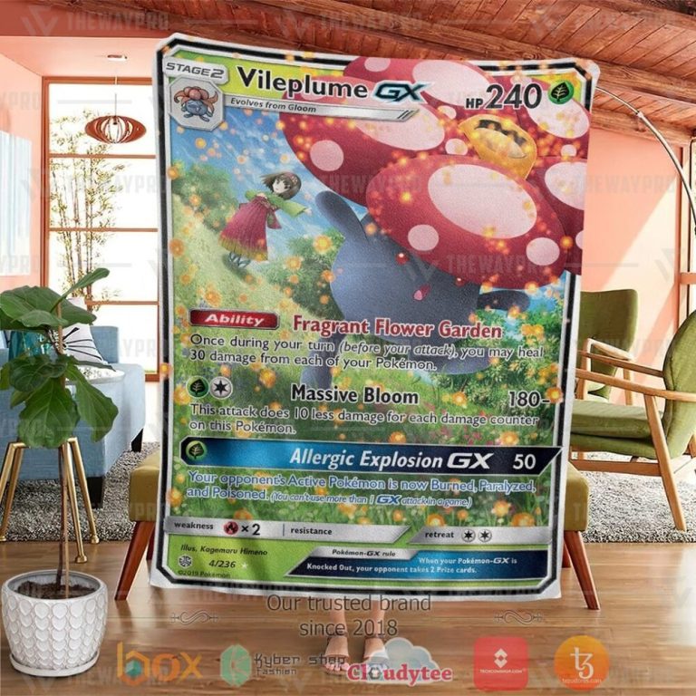 Anime-Pkm-Vileplume-Gx-Cosmic-Eclipse-Custom-Soft-Blanket-1