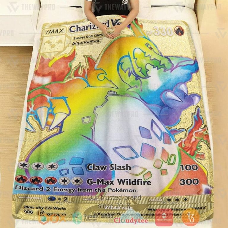 Anime-Pkm-Vmax-Charizard-Gold-Card-Custom-Soft-Blanket-2