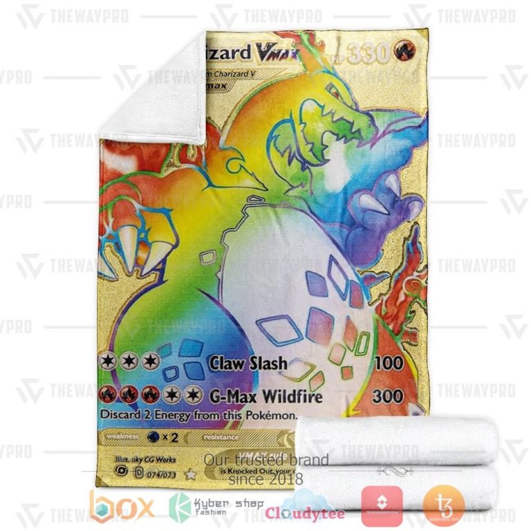Anime-Pkm-Vmax-Charizard-Gold-Card-Custom-Soft-Blanket-3