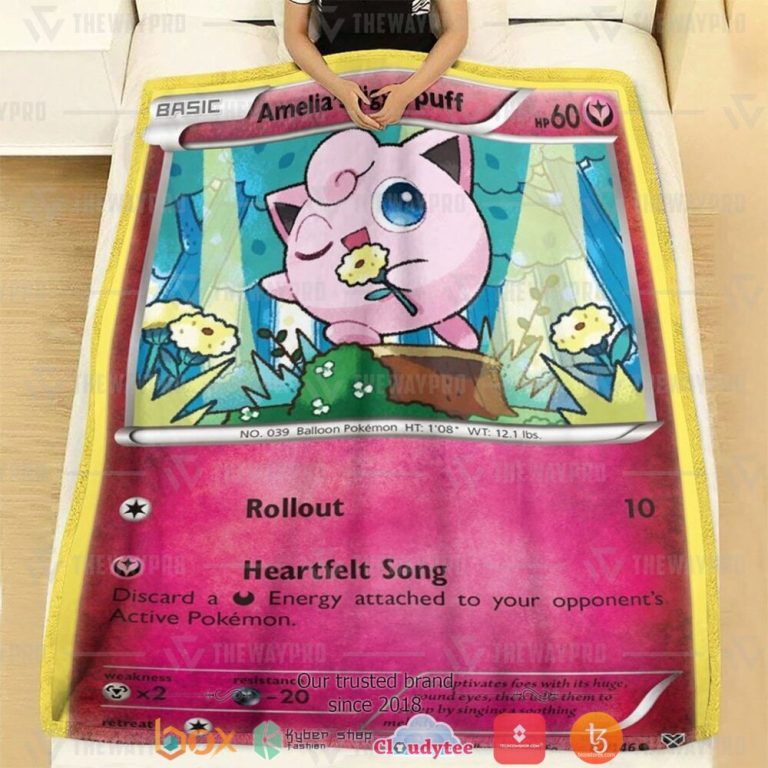 Anime-Pokemon-AmeliaS-Jigglypuff-First-Edition-Soft-Blanket-2