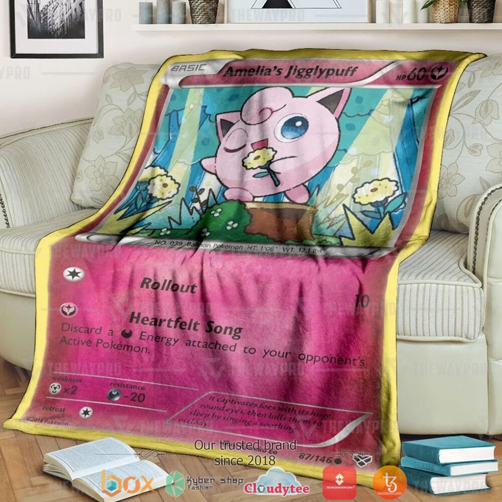 Anime Pokemon Amelias Jigglypuff First Edition Soft Blanket Anime Pokemon Amelias Jigglypuff First Edition Soft Blanket