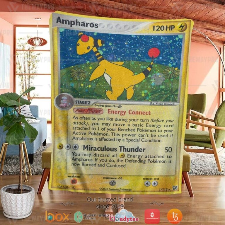 Anime-Pokemon-Ampharos-Unseen-Forces-Soft-Blanket-1