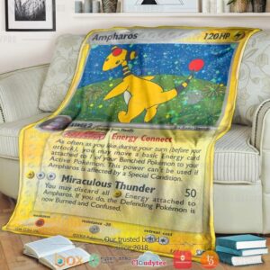 Anime Pokemon Ampharos Unseen Forces Soft Blanket