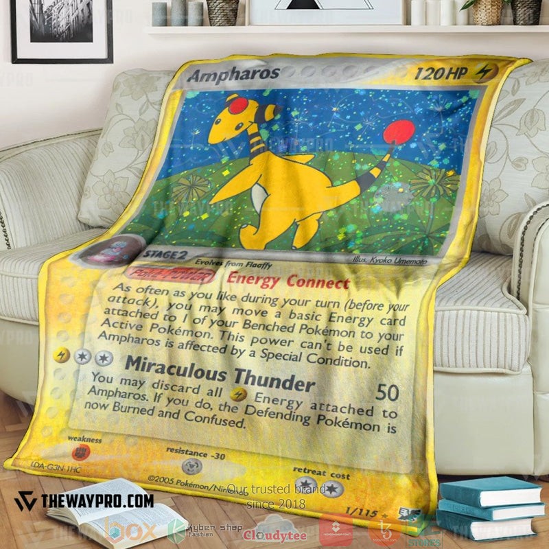Anime Pokemon Ampharos Unseen Forces Soft Blanket 2 Anime Pokemon Ampharos Unseen Forces Soft Blanket 2