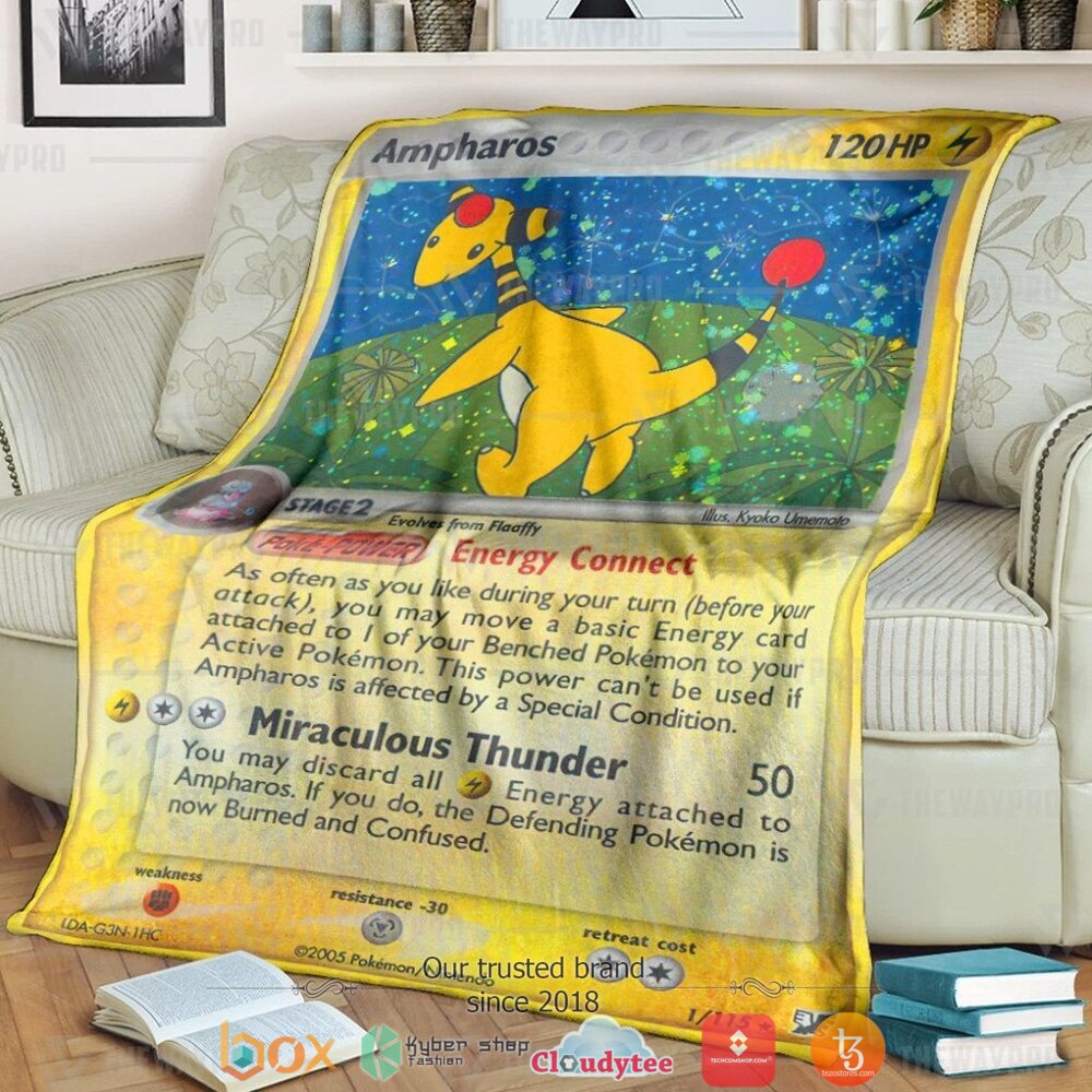 Anime Pokemon Ampharos Unseen Forces Soft Blanket Anime Pokemon Ampharos Unseen Forces Soft Blanket