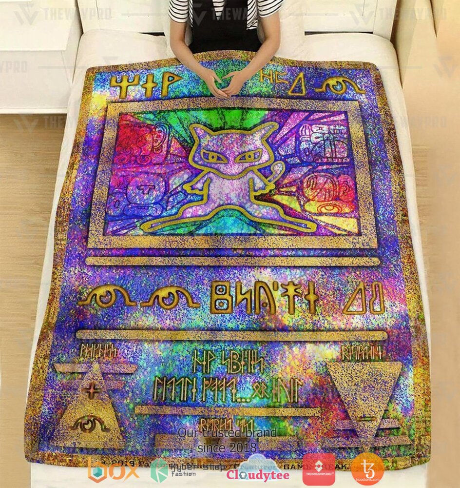 Anime-Pokemon-Ancient-Mew-Holo-Soft-Blanket-1