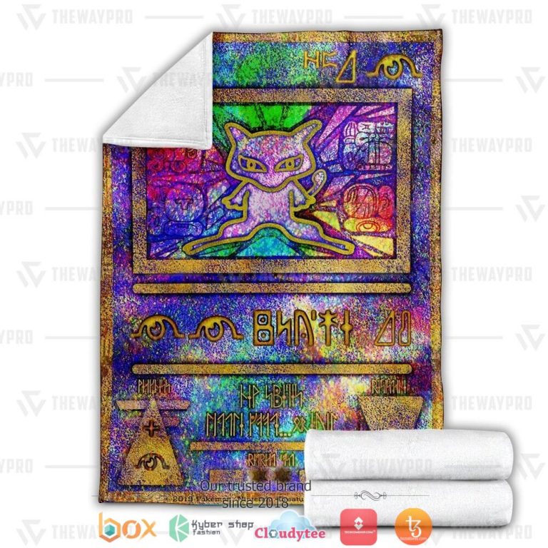 Anime-Pokemon-Ancient-Mew-Holo-Soft-Blanket-2