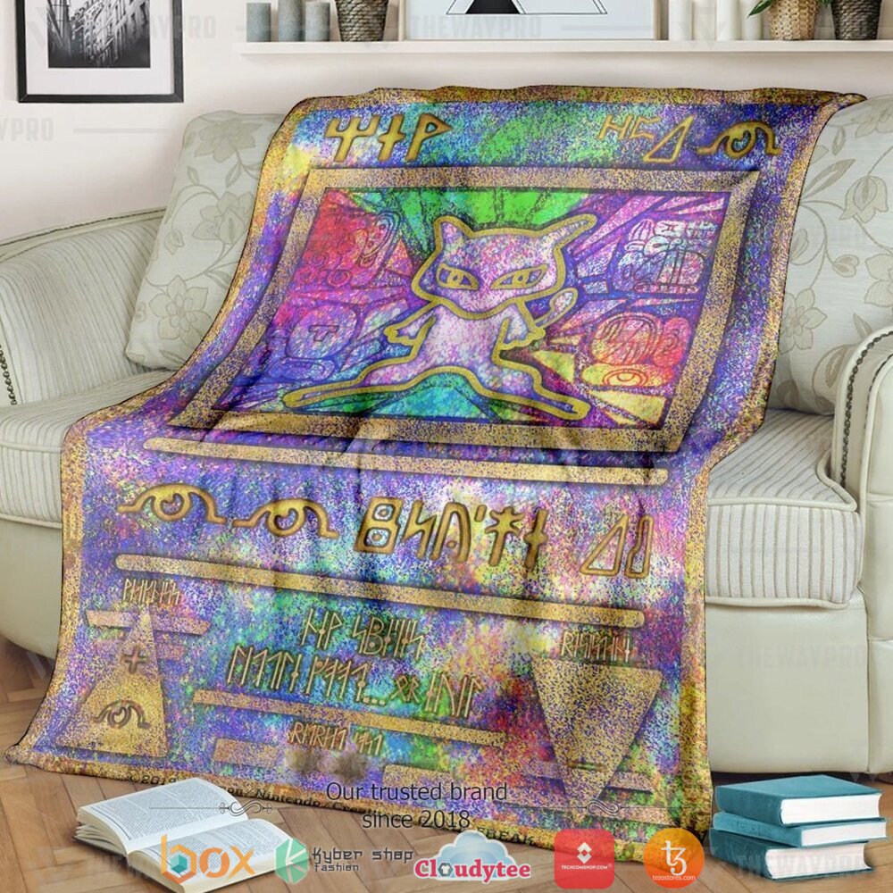 Anime Pokemon Ancient Mew Holo Soft Blanket Anime Pokemon Ancient Mew Holo Soft Blanket