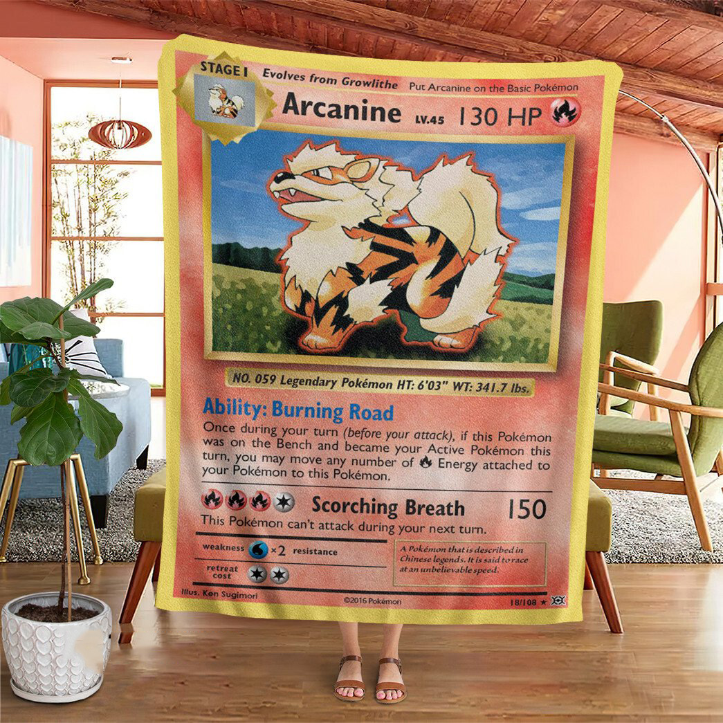 Anime Pokemon Arcanine Evolutions Custom Soft Blanket Anime Pokemon Arcanine Evolutions Custom Soft Blanket