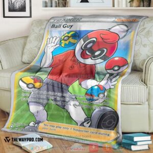 Anime Pokemon Ball Guy Shining Fates Trainer Soft Blanket