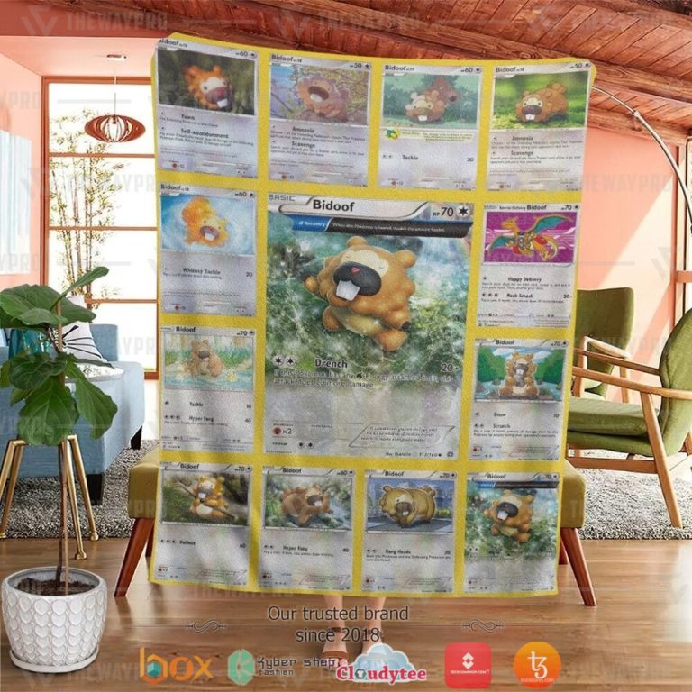 Anime-Pokemon-Bidoof-Cards-Soft-Blanket-1