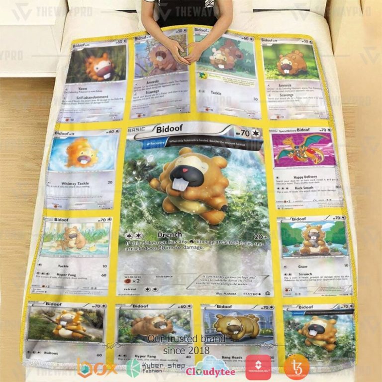 Anime-Pokemon-Bidoof-Cards-Soft-Blanket-2