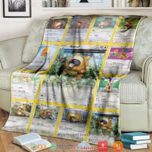 Anime Pokemon Bidoof Cards Soft Blanket