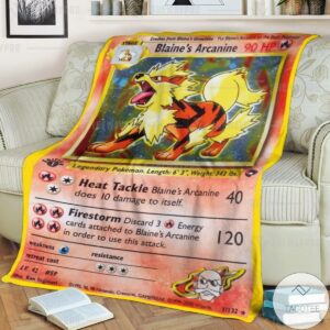 Anime Pokemon Blaines Arcanine Custom Blanket