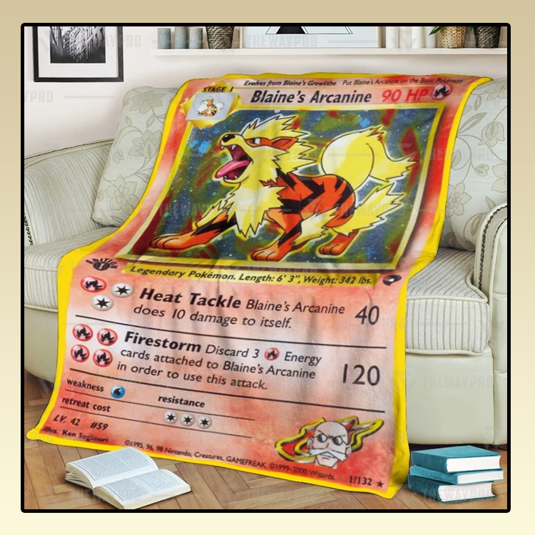 Anime-Pokemon-BlaineS-Arcanine-Custom-Soft-Blanket-1