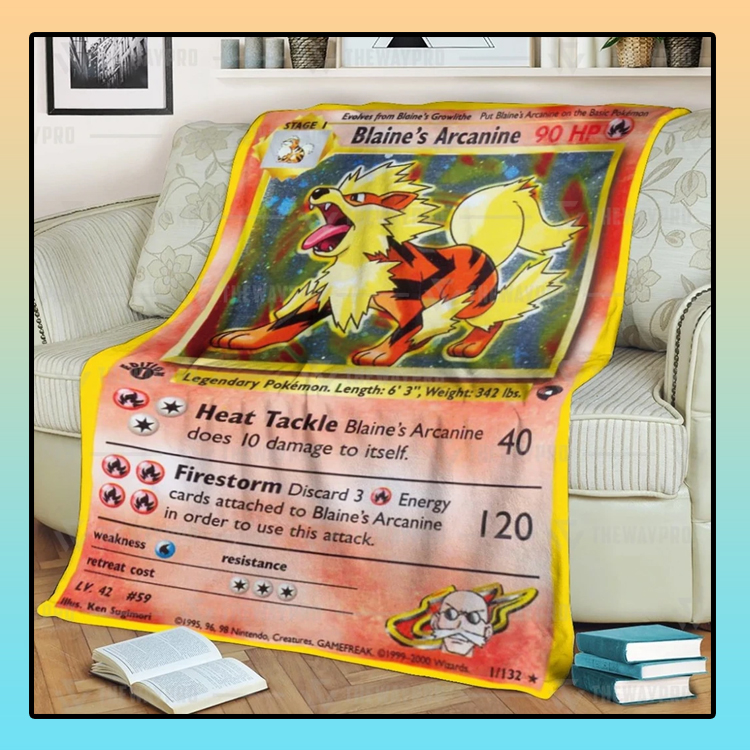 Anime-Pokemon-BlaineS-Arcanine-Custom-Soft-Blanket-2