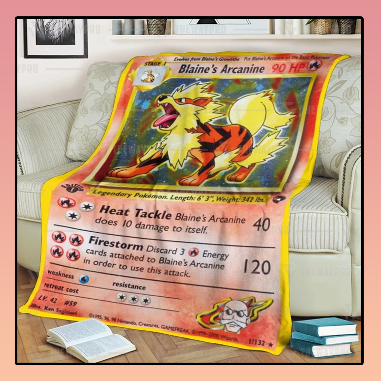 Anime-Pokemon-BlaineS-Arcanine-Custom-Soft-Blanket-3