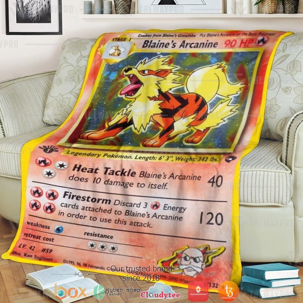 Anime Pokemon Blaines Arcanine Soft Blanket Anime Pokemon Blaines Arcanine Soft Blanket