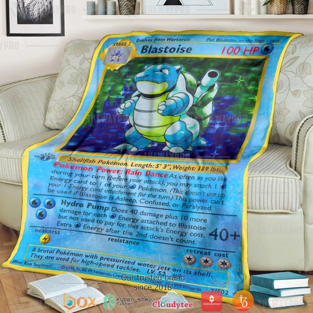 Anime Pokemon Blastoise First Edition Soft Blanket Anime Pokemon Blastoise First Edition Soft Blanket