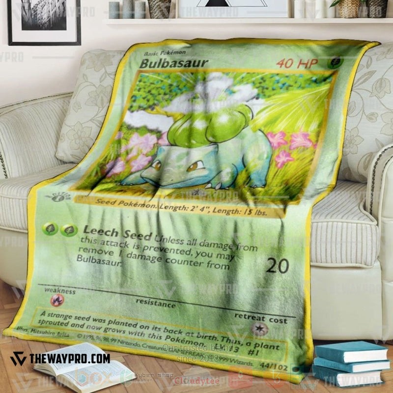 Anime Pokemon Bulbasaur 1St Edition Blanket 2 Anime Pokemon Bulbasaur 1St Edition Blanket 2