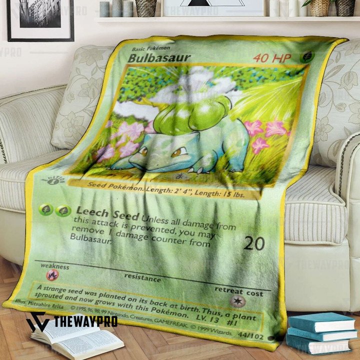 Anime Pokemon Bulbasaur 1St Edition Quilt Blanket Anime Pokemon Bulbasaur 1St Edition Quilt Blanket