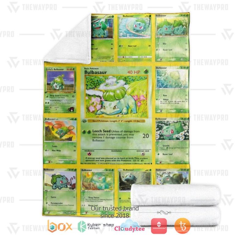 Anime-Pokemon-Bulbasaur-Cards-Version-2-Soft-Blanket-3