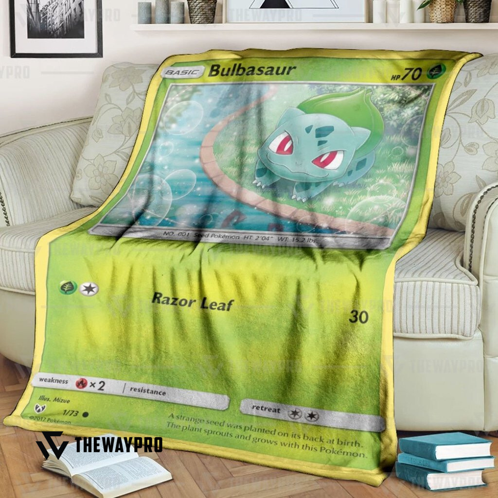 Anime Pokemon Bulbasaur Shining Legends Custom Soft Blanket Anime Pokemon Bulbasaur Shining Legends Custom Soft Blanket
