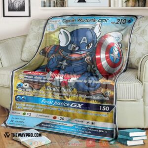 Anime Pokemon Card Captain Wartortle Gx Soft Blanket