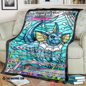 Anime Pokemon Card Card Vaporeon Hybrid Vmax Stain Glass Soft Blanket
