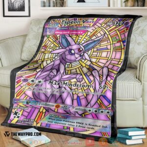 Anime Pokemon Card Espeon Hybrid Vmax Proxy Stain Glass Soft Blanket