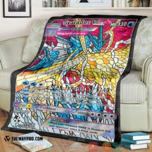 Anime Pokemon Card Gyarados Hybrid Vmax Stain Glass Soft Blanket