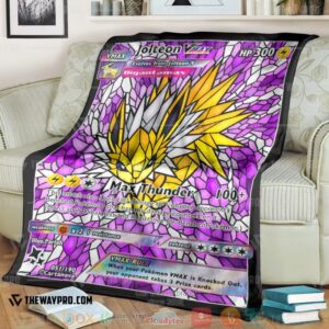 Anime Pokemon Card Jolteon Hybrid Vmax Stain Glass Soft Blanket