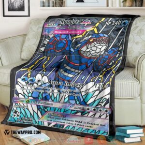 Anime Pokemon Card Kyogre Hybrid Vmax Stain Glass Soft Blanket