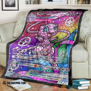 Anime Pokemon Card Mew Hybrid Vmax Stain Glass Soft Blanket