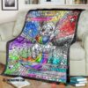 Anime Pokemon Card Rainbow Eevee Hybrid Stain Glass Soft Blanket