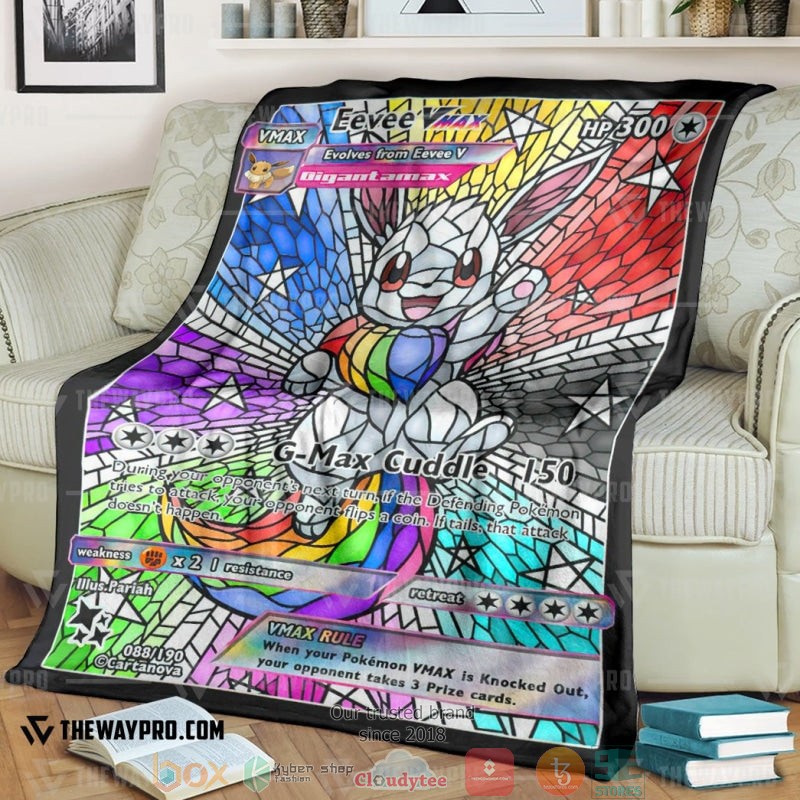 Anime Pokemon Card Rainbow Eevee Hybrid Stain Glass Soft Blanket Anime Pokemon Card Rainbow Eevee Hybrid Stain Glass Soft Blanket