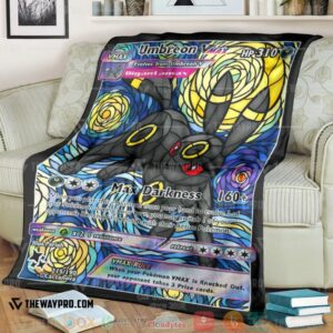 Anime Pokemon Card Umbreon Van Gogh Hybrid Stain Glass Soft Blanket