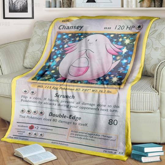 Anime Pokemon Chansey Custom Soft Blanket Anime Pokemon Chansey Custom Soft Blanket